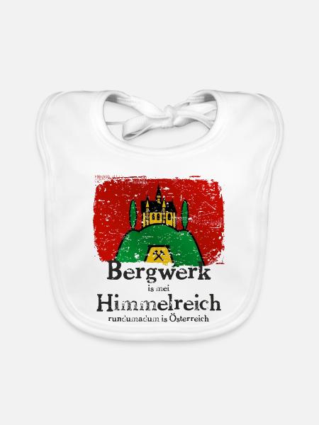 Bergwerk ist mein Himmelreich im Burgenland - Baby Bio-Lätzchen - Weiß - Vorne