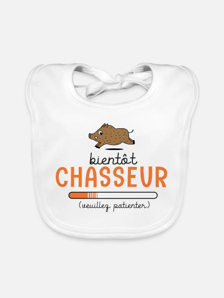 Bientôt Chasseur Body Bébé Cadeau Papa Chasse - Bavoir bio Bébé - blanc
