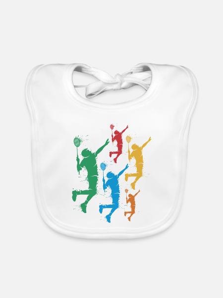 Federball Badmintonspieler Jungen Badminton Kinder - Baby Bio-Lätzchen - Weiß