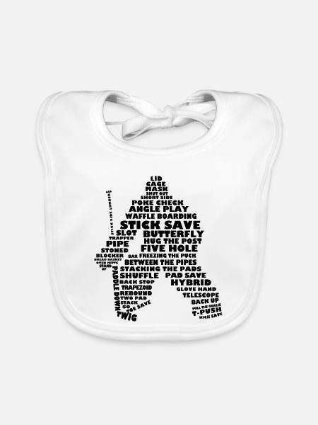 Sprache der Hockey (Goalie Version, schwarz print) - Baby Bio-Lätzchen - Weiß - Vorne