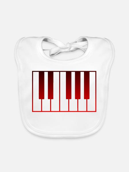 Musikinstrument - Klavier - Baby Bio-Lätzchen - Weiß - Vorne