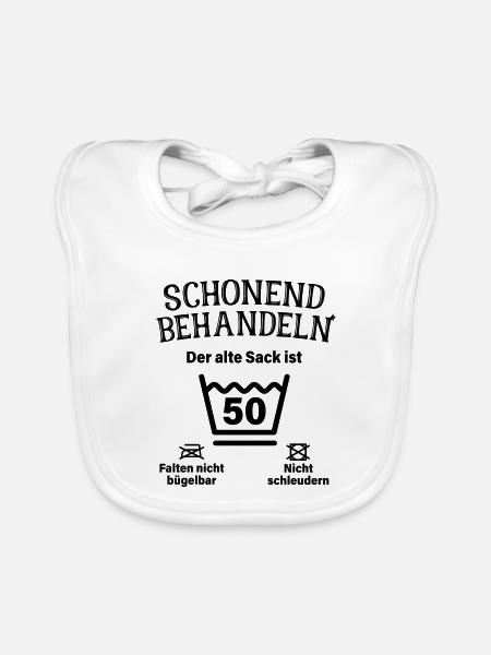 Schonend Behandeln 50. Geburtstag Der Alte Sack 50 - Baby Bio-Lätzchen - Weiß - Vorne