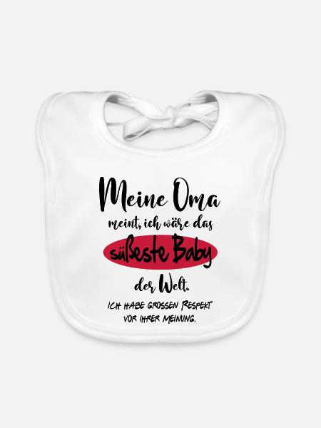 Baby Beste Süss Niedlich Welt Oma Omi - Baby Bio-Lätzchen - Weiß - Vorne