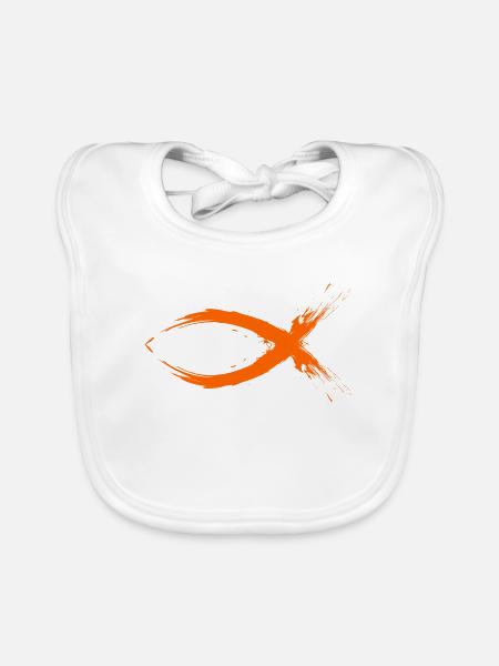 Fisch Symbol Jesus Christentum Design Neu - Baby Bio-Lätzchen - Weiß