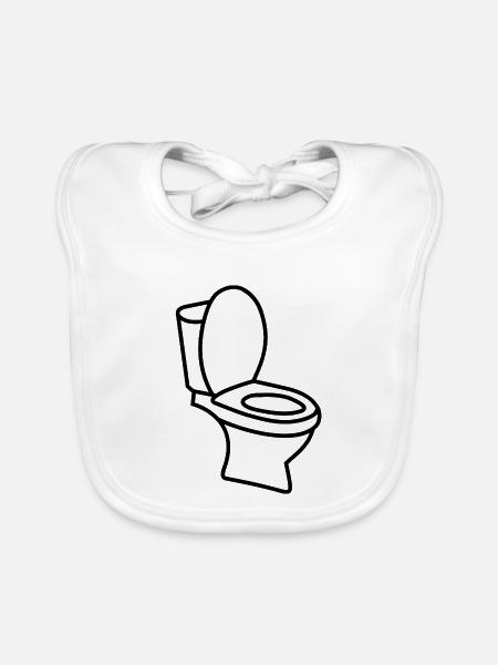 Klo WC Toilette - Baby Bio-Lätzchen - Weiß - Vorne