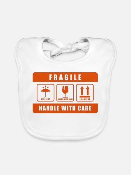 Fragile Handle with Care Versandetikett - Baby Bio-Lätzchen - Weiß - Vorne