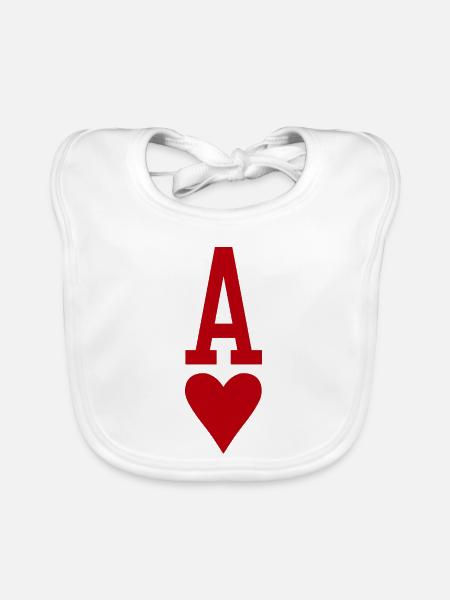 Poker Playing Card Heart As - Bavoir bio Bébé - blanc