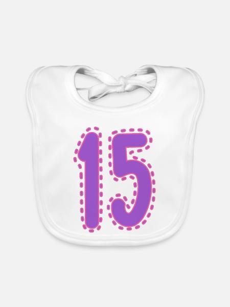 15. 15 YEARS. 15th ANNIVERSARY. 15 YEAR ANNIVERSARY. - Organic Baby Bibs - white - Front