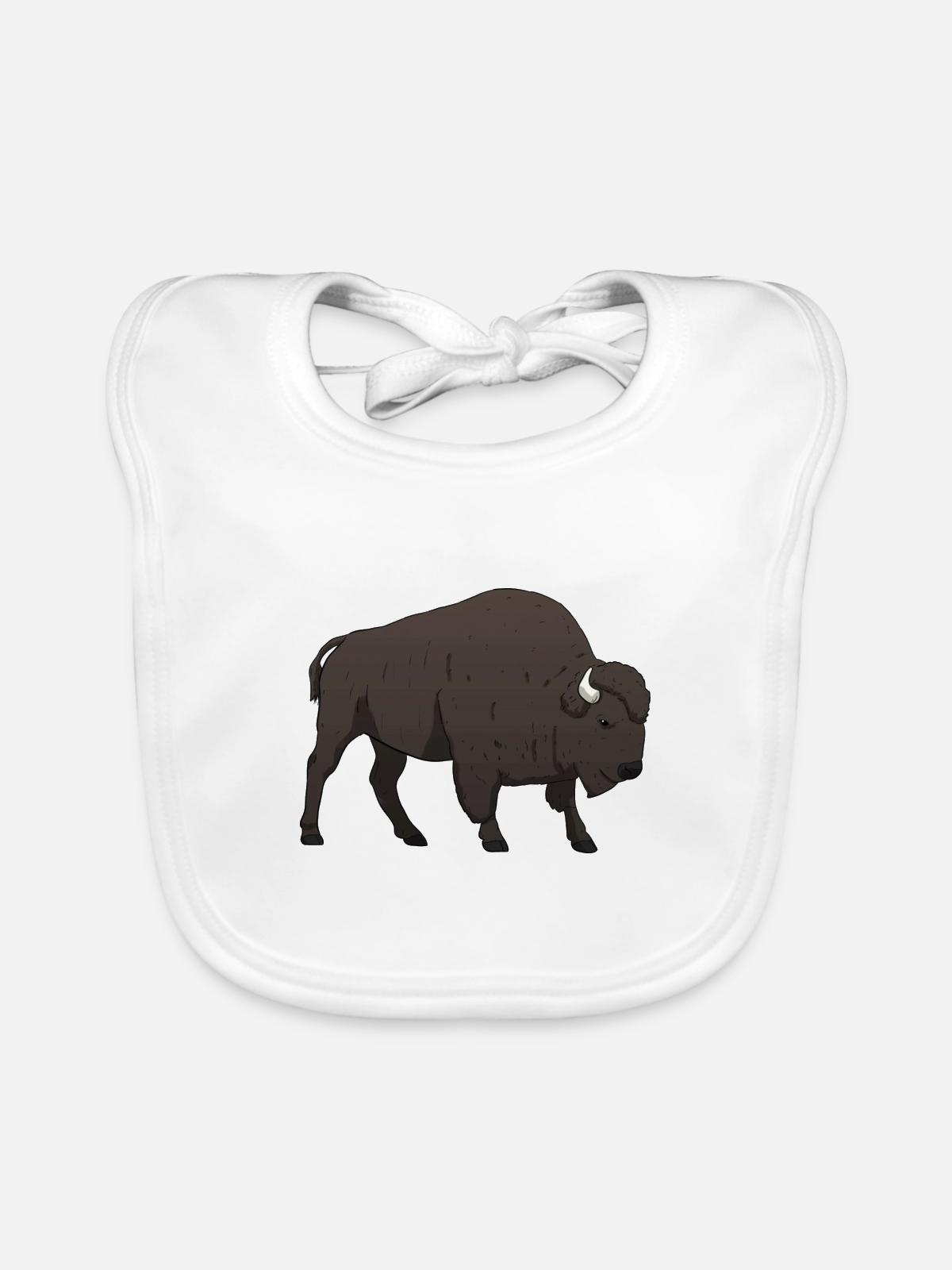 Bison Büffel - Baby Bio-Lätzchen - Weiß - Vorne