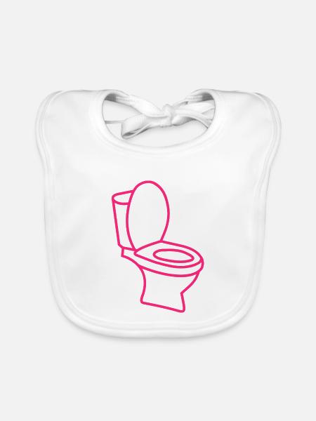 Klo WC Toilette Rosa - Baby Bio-Lätzchen - Weiß - Vorne