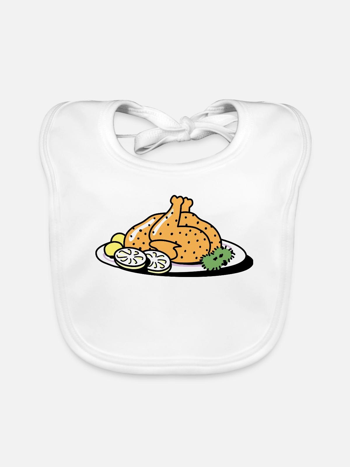 Brathähnchen - Baby Bio-Lätzchen - Weiß - Vorne
