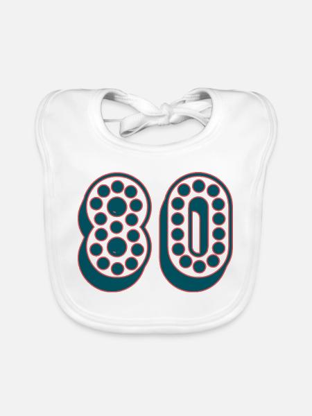 80. 80 JAHRE. 80-JÄHRIGES JUBILÄUM. 80. GEBURTSTAG. - Baby Bio-Lätzchen - Weiß - Vorne