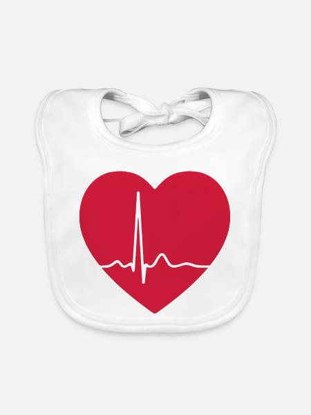 Herzschlag-EKG-Linie Medizinischer Pulswellen-Ikon-Vektor - Baby Bio-Lätzchen - Weiß - Vorne