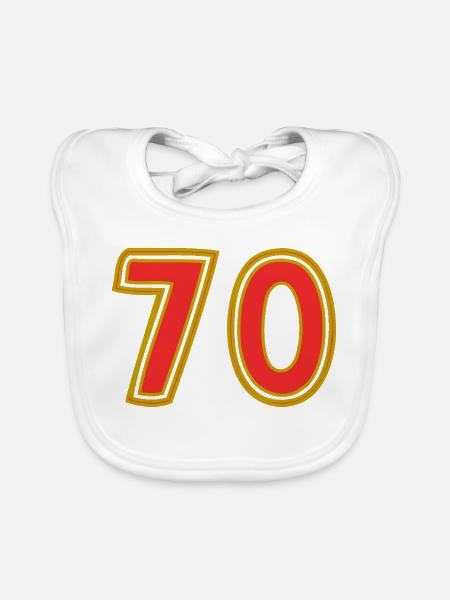 70. 70 ANS. 70e ANNIVERSAIRE. ANNIVERSAIRE 70 ANS. - Bavoir bio Bébé - blanc