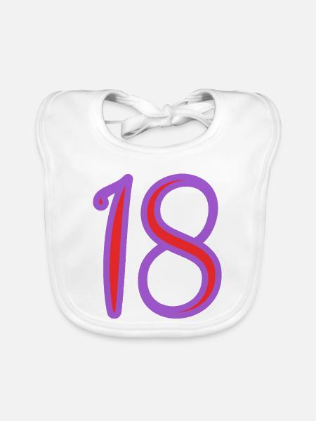18. 18 ANS. 18e ANNIVERSAIRE. ANNIVERSAIRE 18 ANS. - Bavoir bio Bébé - blanc - Devant
