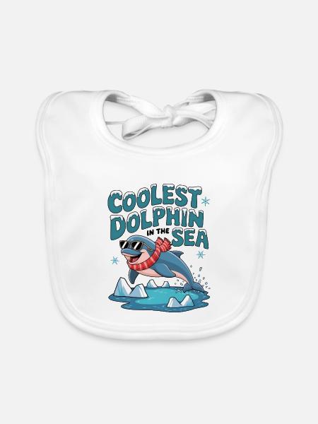 Le dauphin le plus cool de la mer - Bavoir bio Bébé - blanc - Devant