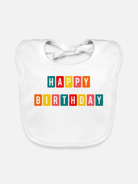 ALLES GUTE ZUM GEBURTSTAG. ALLES GUTE ZUM GEBURTSTAG. JAHRESTAG. - Baby Bio-Lätzchen - Weiß - Vorne
