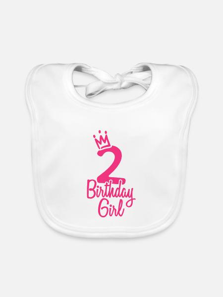 Zweiter Geburtstag Birthday Girl - Baby Bio-Lätzchen - Weiß - Vorne
