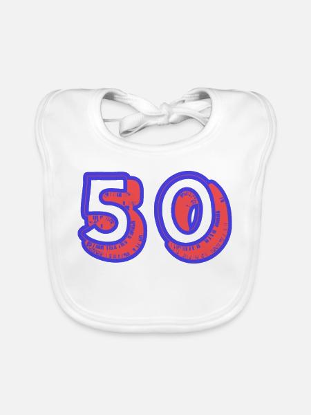 50. 50 ANS. 50e ANNIVERSAIRE. ANNIVERSAIRE 50 ANS. - Bavoir bio Bébé - blanc - Devant