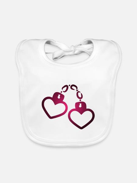 Handschelle Herz - Baby Bio-Lätzchen - Weiß - Vorne