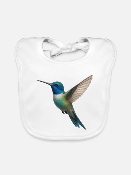 Kolibri – Leichtigkeit in Farben - Baby Bio-Lätzchen - Weiß - Vorne