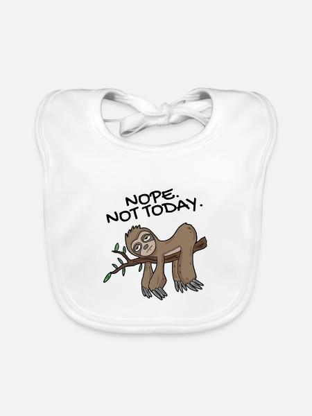 Faultier Nope not today - Baby Bio-Lätzchen - Weiß - Vorne