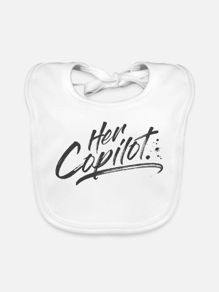 Her Copilot - Organic Baby Bibs - white - Front