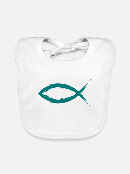 Fisch Christentum Symbol Religion Kirche - Baby Bio-Lätzchen - Weiß