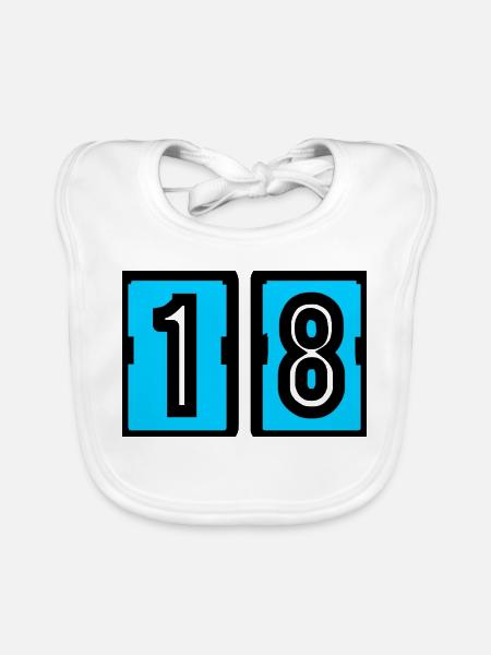 18. 18. GEBURTSTAG. GEBURTSTAG 18 JAHRE. 18 - Baby Bio-Lätzchen - Weiß - Vorne