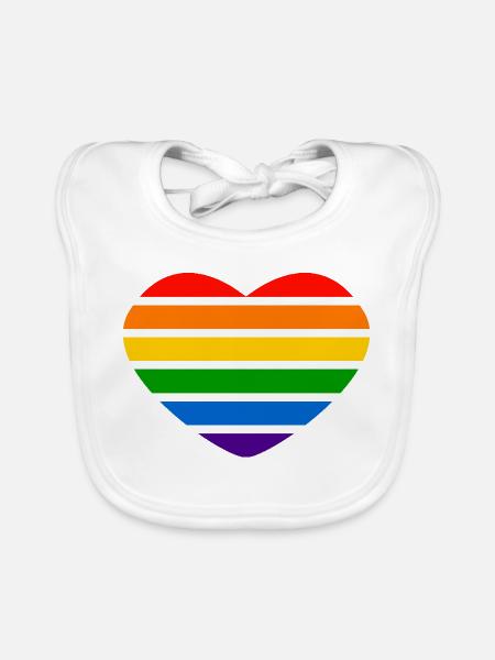 Herz - Regenbogen - Baby Bio-Lätzchen - Weiß