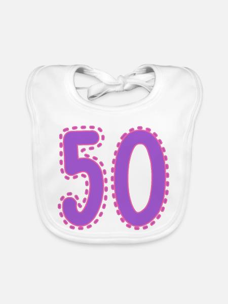 50. 50 ANS. 50e ANNIVERSAIRE. ANNIVERSAIRE 50 ANS. - Bavoir bio Bébé - blanc - Devant