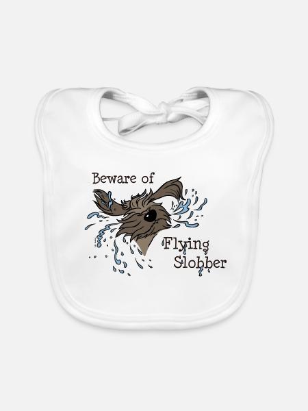 Beware of Flying Slobber - Baby Bio-Lätzchen - Weiß