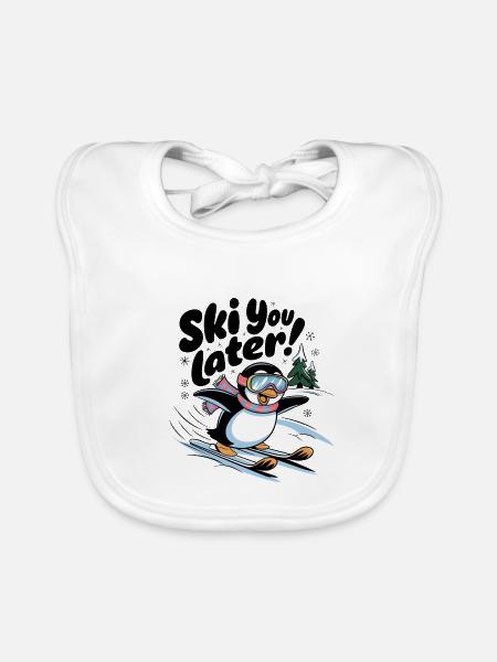 Skifahren Sie später - Baby Bio-Lätzchen - Weiß