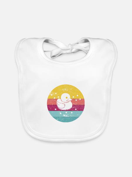 Badeente Gummiente Retro - Baby Bio-Lätzchen - Weiß - Vorne