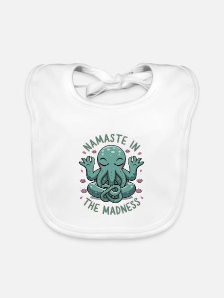 Namaste In The Madness - Organic Baby Bibs - white - Front