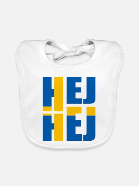 SCHWEDISCH HEJ HEJ SCHWEDEN - Baby Bio-Lätzchen - Weiß - Vorne