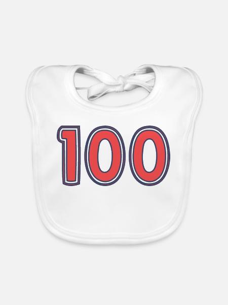 100. 100 YEARS. 100th ANNIVERSARY - Organic Baby Bibs - white - Front