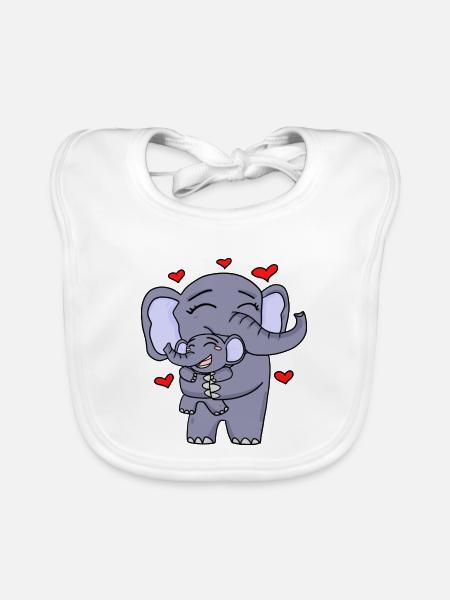 Éléphant mignon - Bavoir bio Bébé - blanc - Devant