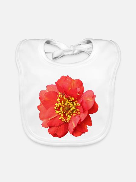 rote Blume Rose - Baby Bio-Lätzchen - Weiß
