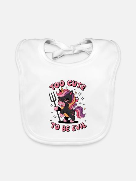 Too Cute To Be Evil - Organic Baby Bibs - white - Front
