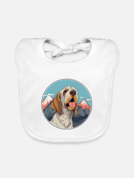 Spinone Italiano Hunderasse Cartoon Kawaii Watercol - Baby Bio-Lätzchen - Weiß