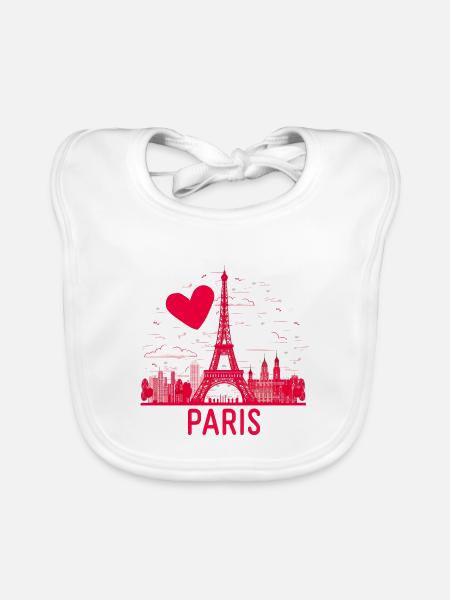 Ich mag das minimalistische Paris - Baby Bio-Lätzchen - Weiß - Vorne