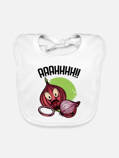 Onion chaos neon illustration - Organic Baby Bibs - white - Front