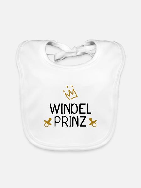 Baby Windel Prinz Krone - Baby Bio-Lätzchen - Weiß - Vorne