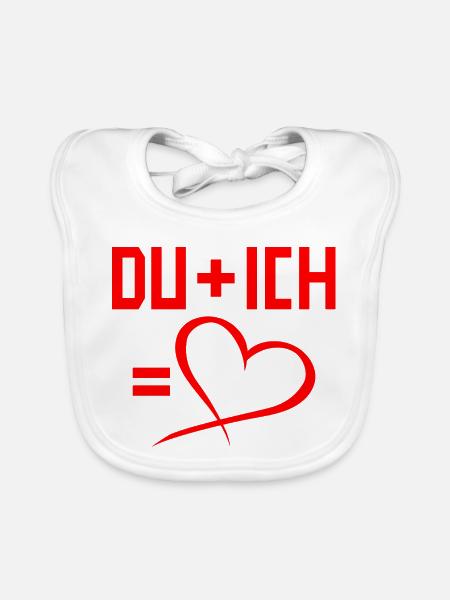 Du plus Ich gleich Herz Liebe Romantisch - Baby Bio-Lätzchen - Weiß - Vorne