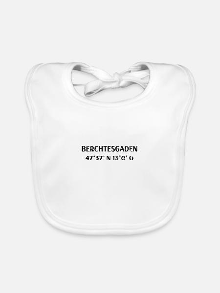 Berchtesgaden Koordinaten Wandern - Baby Bio-Lätzchen - Weiß - Vorne