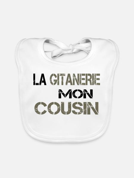La gitanerie mon cousin - Bavoir bio Bébé - blanc