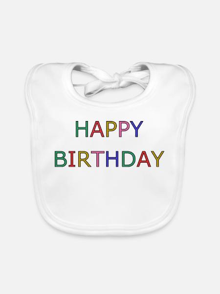 HAPPY BIRTHDAY - Bavoir bio Bébé - blanc