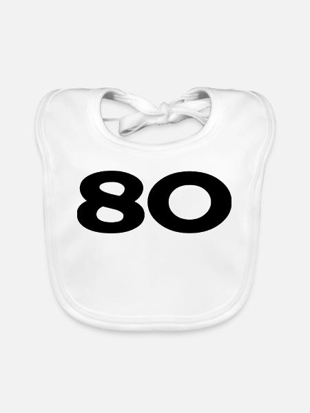 80. 80 JAHRE. 80-JÄHRIGES JUBILÄUM. 80. GEBURTSTAG. - Baby Bio-Lätzchen - Weiß - Vorne