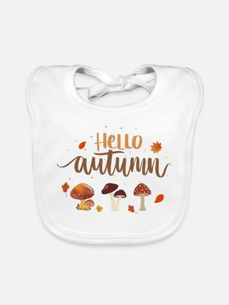 Hello Autumn Pilze - Baby Bio-Lätzchen - Weiß